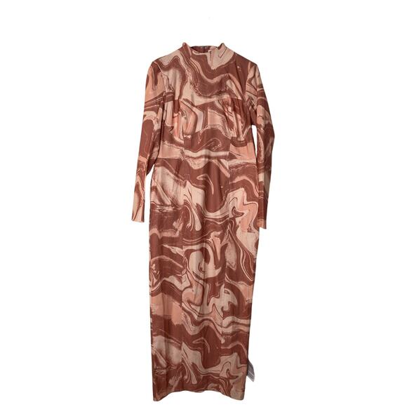 ASOS DESIGN Structured Pink Swirl Print Maxi Dress Seam Detail Size 12 - Picture 2 of 8